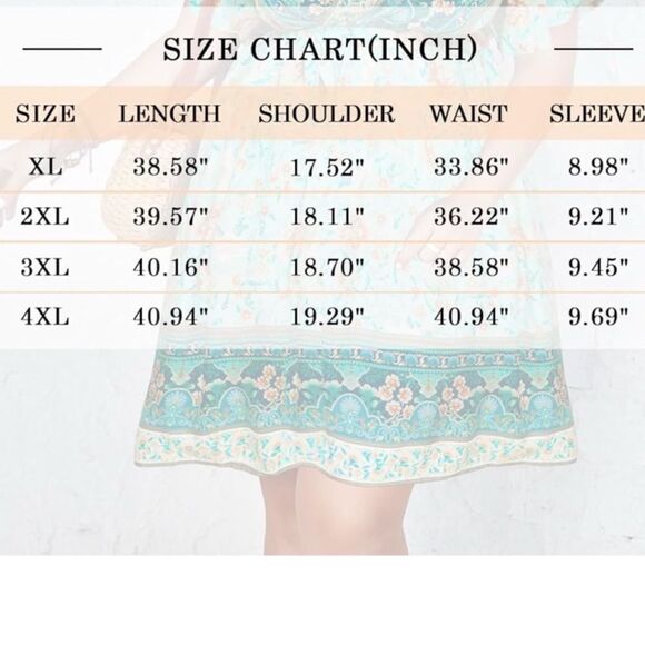 Women V-Neck Bohemian Navy Floral Print Short Summer Dress Cover Up Size XL NEW - Picture 10 of 14